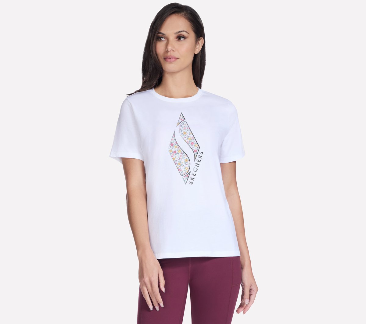 Floral Diamond Short Sleeve Tee | Skechers Women